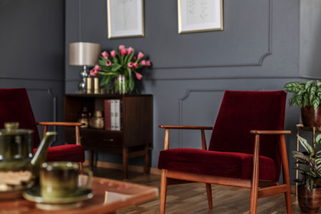 wine red chairs