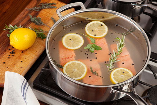 salmon in lemon broth
