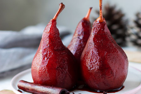 wine poached pears